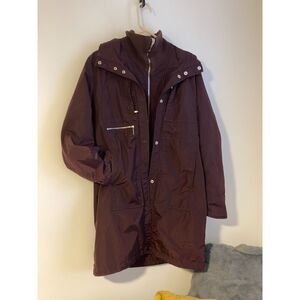 Brown Post Card Italy Parka Coat Jacket Size US 8 Packable Hood